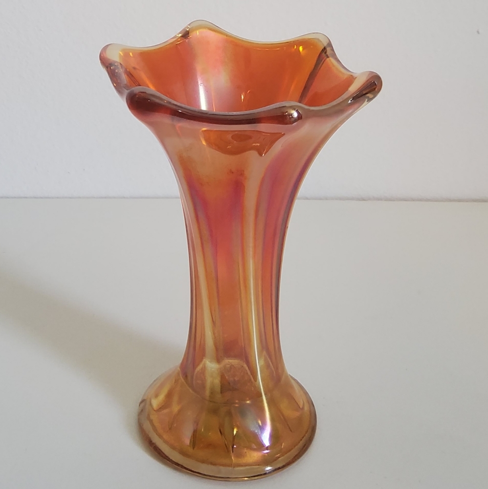 Imperial Carnival Glass Marigold Morning Glory Vase